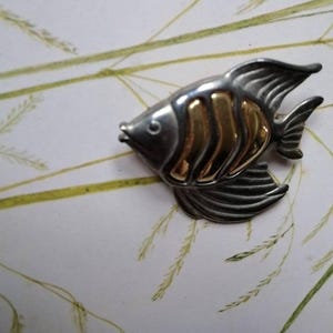 Vintage Silver and Gold Tone Fish Brooch Charming Fish Brooch Lovely Fish Pin Fish Brooch