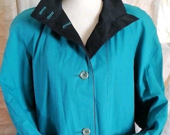 London Fog London Towne Womens Trench Coat Lined Teal  Size 6