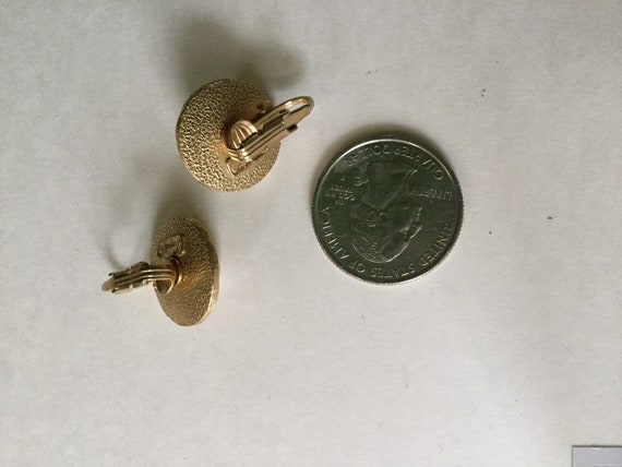 Vintage Earrings CAPRI SIGNED Brushed Gold Textur… - image 5