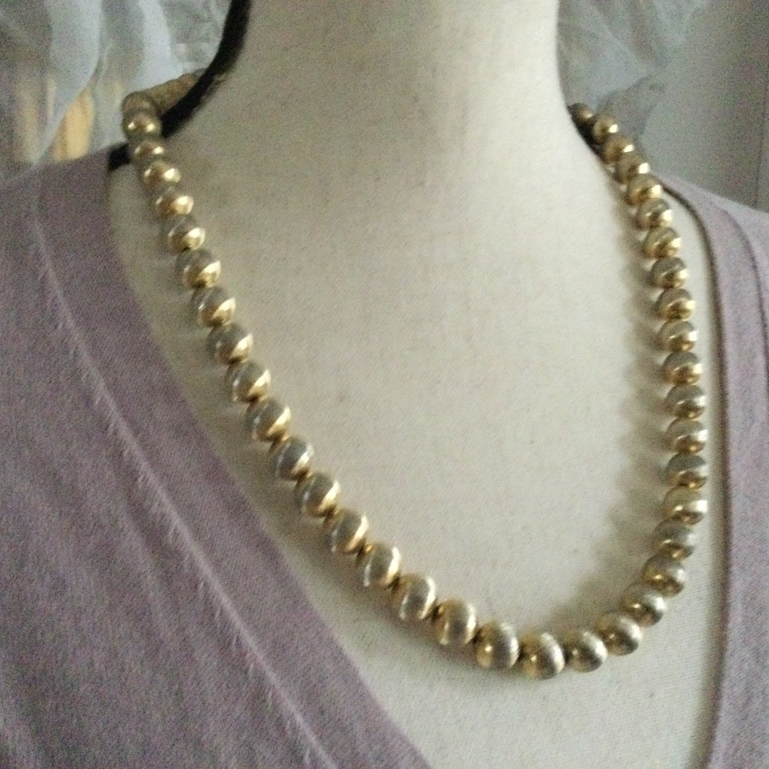 Vintage Texture Gold Tone Metal Bead Statement Necklace - Etsy