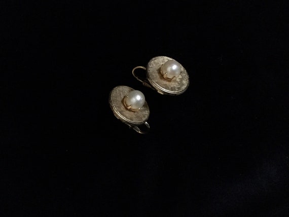 Vintage Earrings CAPRI SIGNED Brushed Gold Textur… - image 2