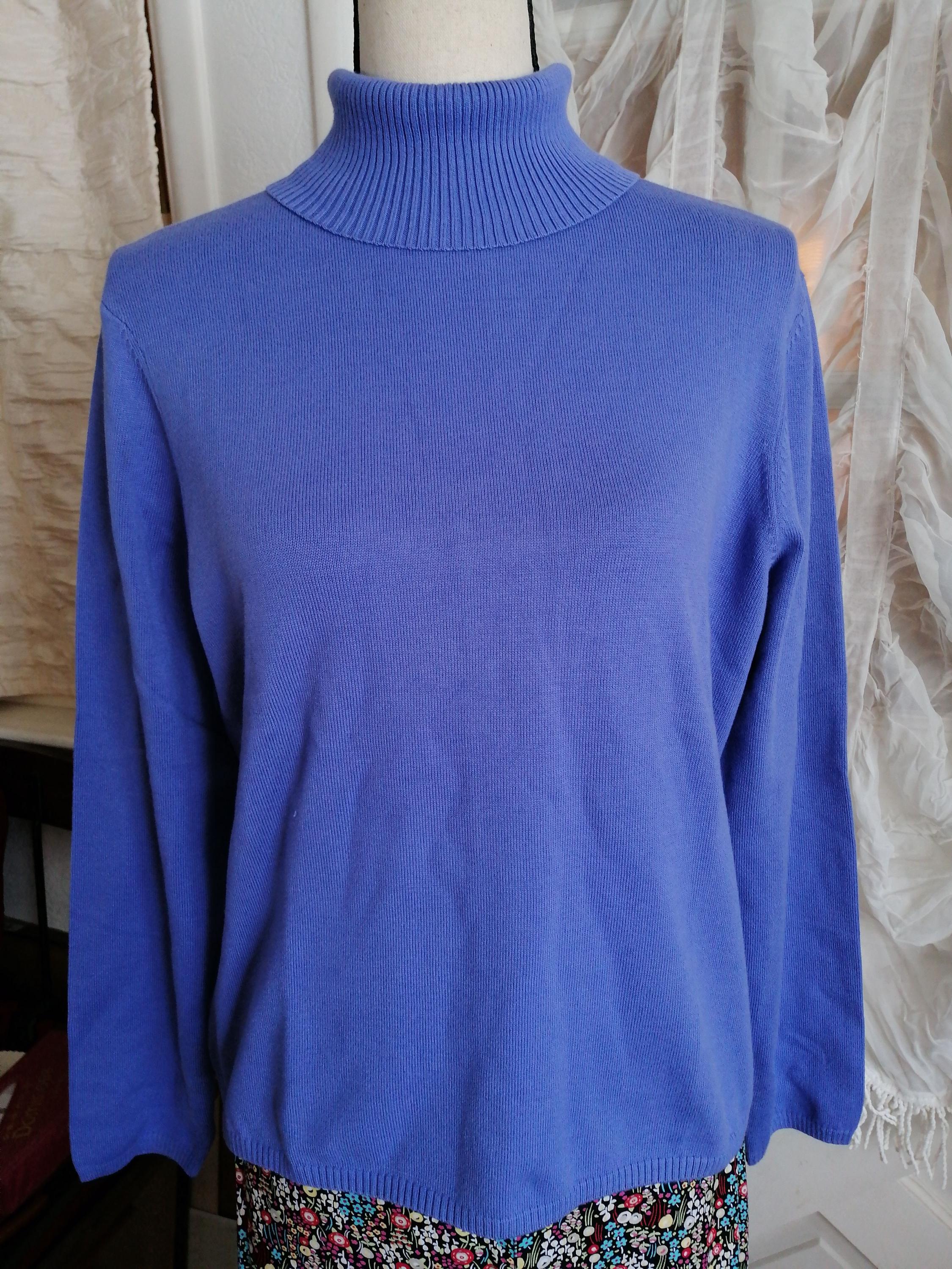 Pull Femme Liz Claiborne Bleu Manches Longues Col V - Taille 3 Plus - Très Bon état