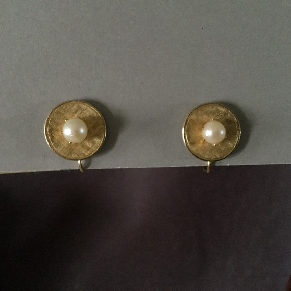 Vintage Earrings CAPRI SIGNED Brushed Gold Textur… - image 3
