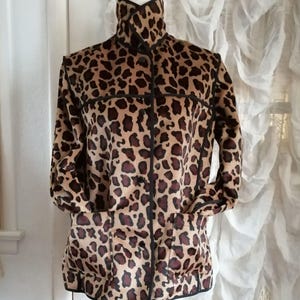Vintage Liz Claiborne Faux Leopard Hair Print Jacket Reveersable Women Size L