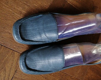 Vintage Blue Leather Weaver Comfort Loafer shoes Flat Women 8.5