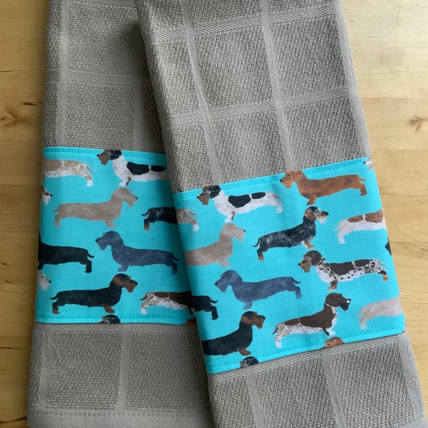 Dachshund kitchen towels, dog towels, bar towels, dachshund fabric, doxie towels