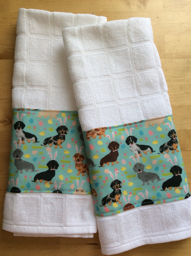 Dachshund Kitchen Towels Dog Kitchen Towels Easter Towels Etsy