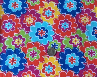 Cotton large floral fabric, colorful fabric, bright flowers
