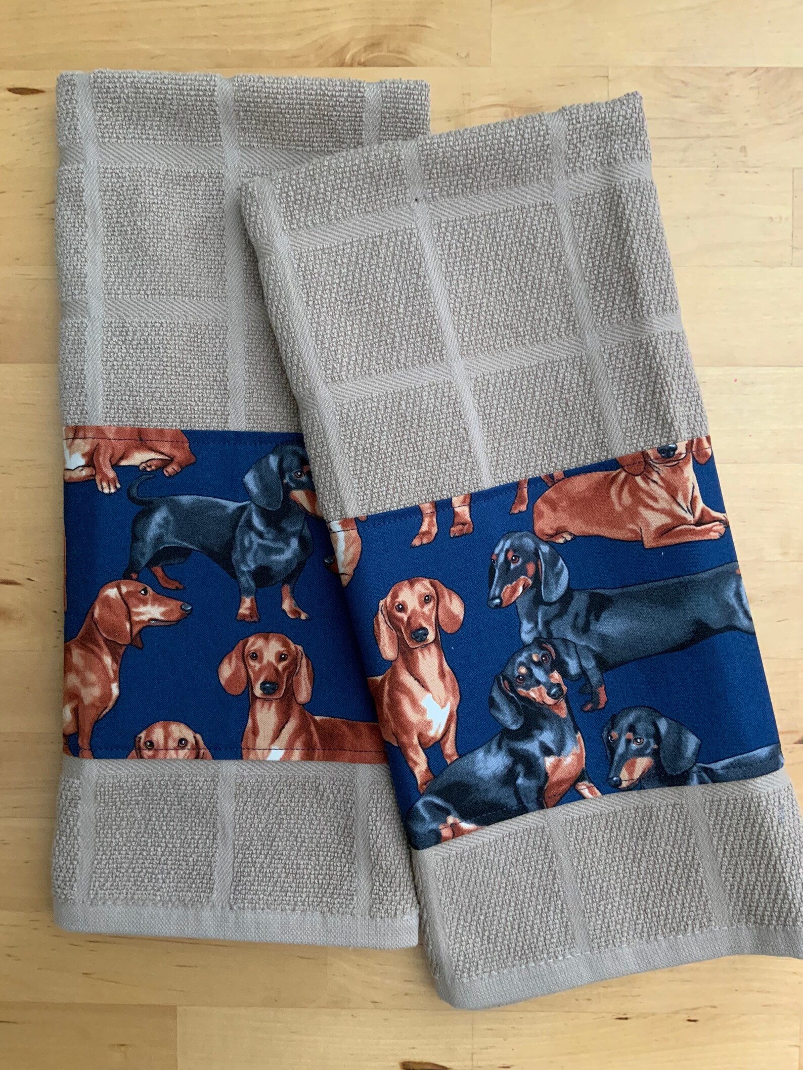 Dachshund Kitchen Towels Dog Towels Coffee Themed Fabric Etsy