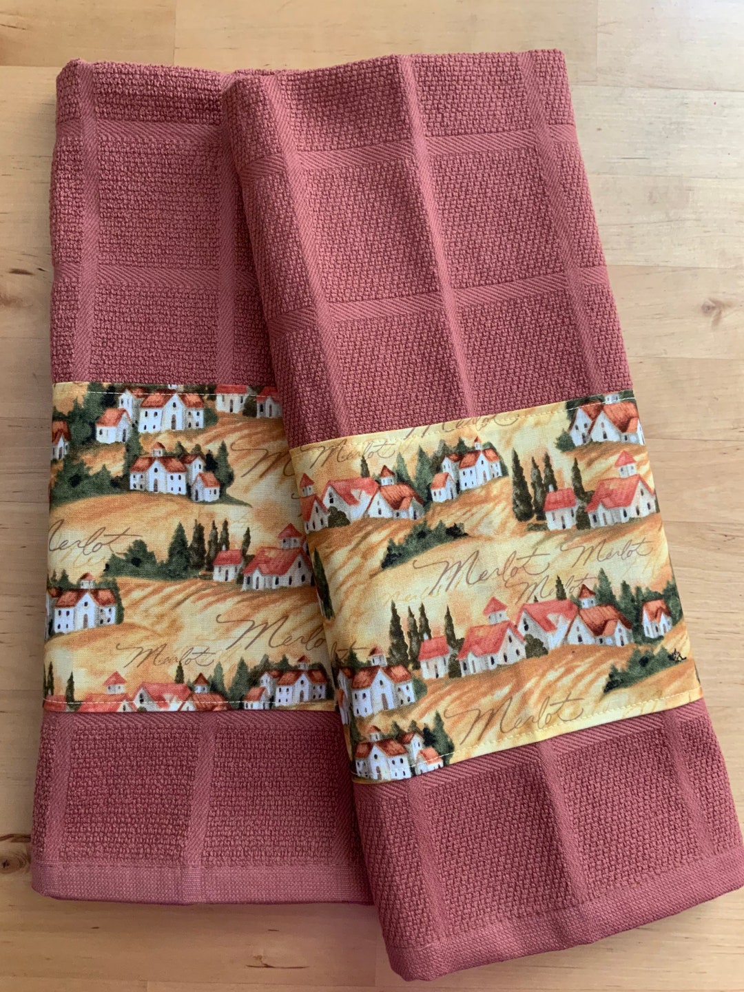 Italy Wine Themed Kitchen Towels Bar Towels Salute Tuscany Etsy