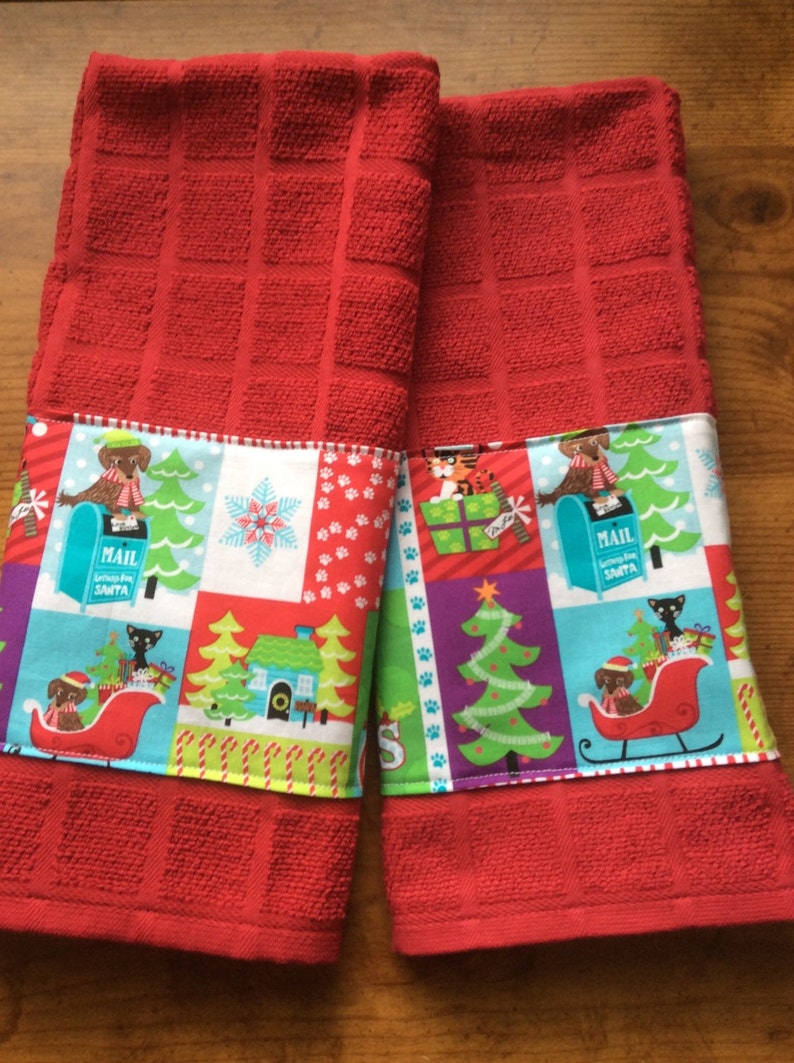 Dachshund Christmas kitchen towels dog kitchen towels Etsy