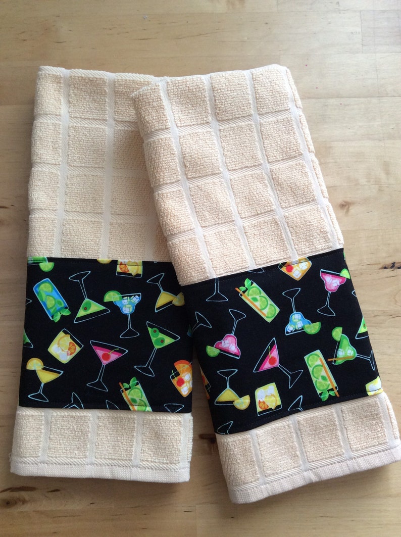 Cocktail Martini Towels Drink Themed Kitchen Towels Bar Etsy