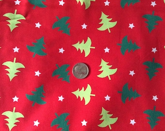 Christmas cotton fabric, christmas fabric, Christmas trees, holiday fabric