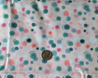 Green dot cotton Fabric, polka dots fabric, pink green fabric