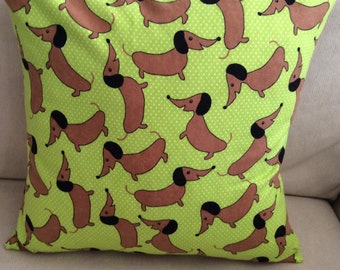 Dachshund throw pillow cover, 16 inch flannel pillow cover, envelope pillow cover