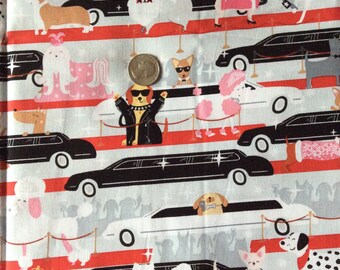 Dog cotton fabric, puppy fabric, dachshund cotton fabric
