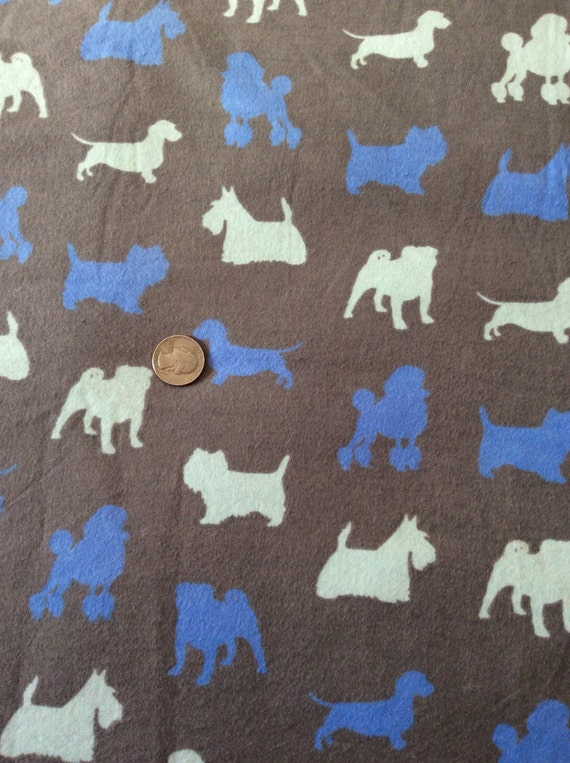 Dachshund flannel fabric, dog flannel, grey flannel, dog print fabric