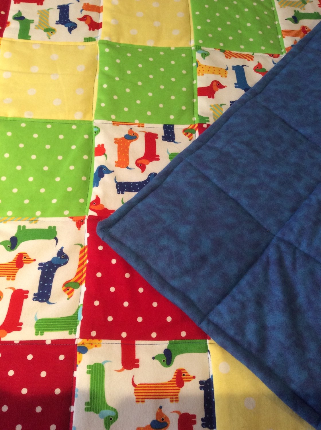 Dachshund Flannel Quilt Dog Blanket Baby Quilt Flannel | Etsy