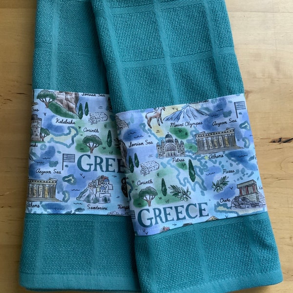 Greece kitchen towels, country pride kitchen towels, bar towels, country fabric, Greece