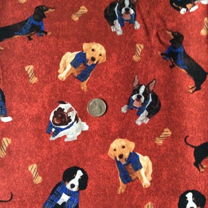 Dog cotton fabric, puppy fabric, dachshund cotton fabric