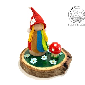 Handmade Summer Cornish Piskie Wooden Log Scene, Fairy Figurine, Cornish Gift