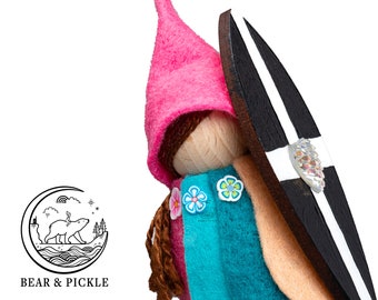 Cornish Piskie, Sennen, Wooden Doll, Piskie Figurine, Cornish Pixie, Piskie, Pixie Figure, Cornish, Pegdoll, Surfing