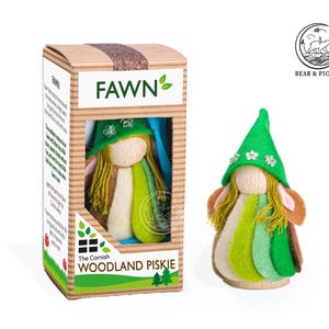Handmade Fawn Cornish Piskie Woodland Decor, Beech Wood Keepsake, Folklore Gift