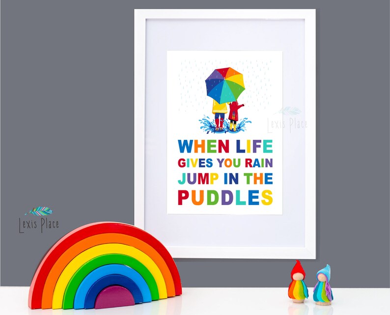 Puddle Quote Inspirational Print When Life Gives You Rain Etsy UK