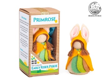 Cornish Piskie, Primrose, Wooden Doll, Piskie Figurine, Cornish Pixie, Piskie, Pixie Figure, Cornish, Early Riser, Bunny ears, Rabbit ears