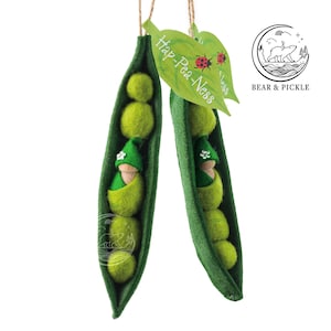 Hap-Pea-Ness, Handmade Cornish Piskie Pea Pod Decoration, Fairy Folklore Gift