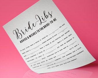 Bridal Shower Mad Libs