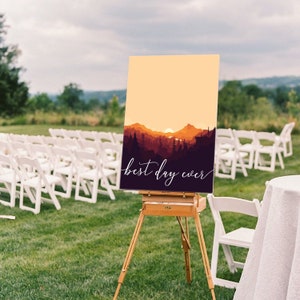 Best Day Ever Mountain Wedding Sign Guestbook