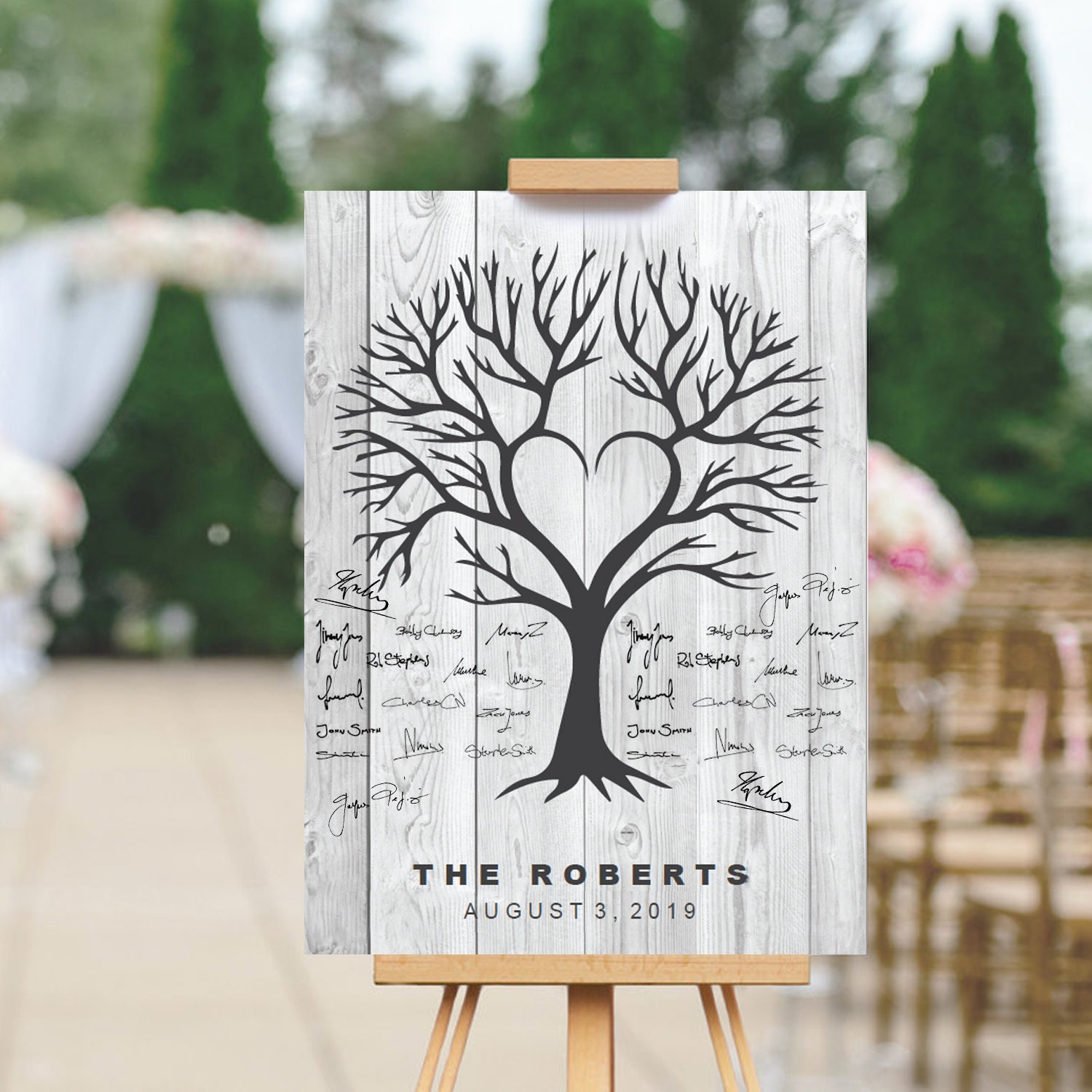 Rustic Tree Heart Guestbook Etsy