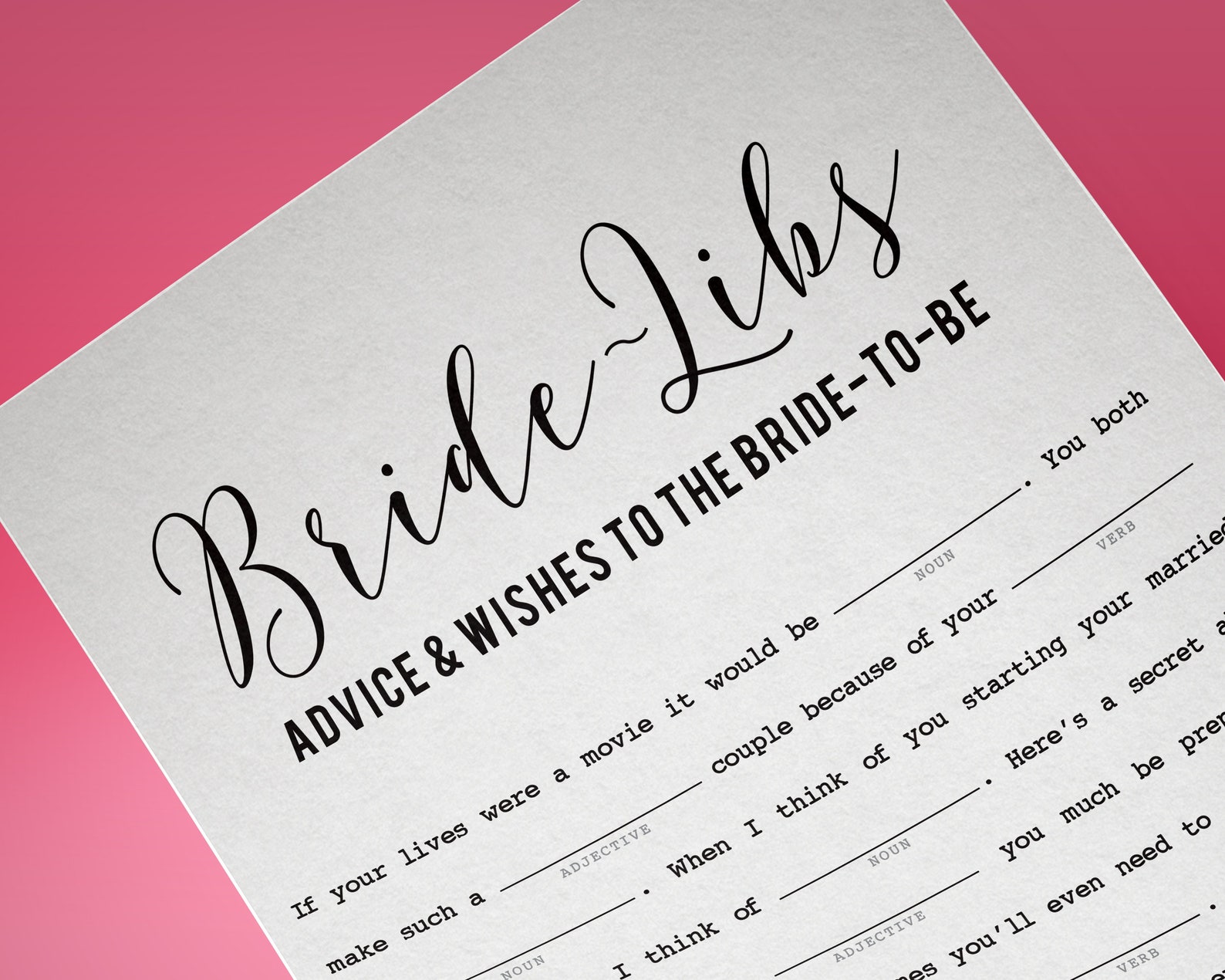 Bridal Shower Mad Libs - Etsy