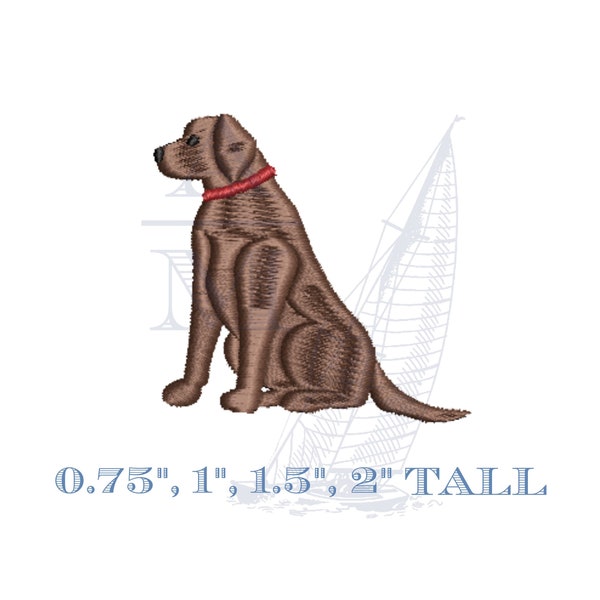 Motif de broderie Mini Lab Dog, finition satinée pour broderie Machine, 4 tailles, 0,75" à 2" de hauteur