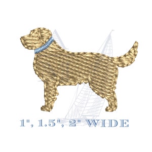 Mini Retriever Dog Embroidery Design with Removable Collar, 1", 1.5", 2" Wide