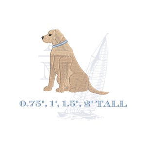 Mini lab embroidery design | labrador retriever puppy | 4 sizes 0.75"–2" | dog embroidery digital file | machine embroidery