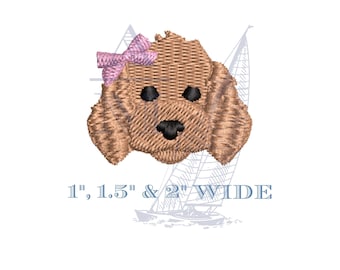 Mini girl cockapoo labradoodle embroidery design with bow | 1" 1.5" 2" | doodle dog | machine embroidery