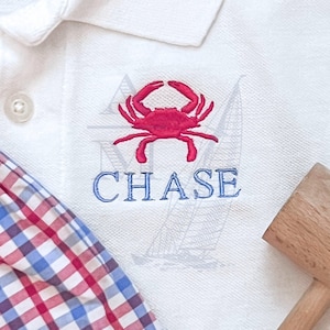 Mini Blue Crab Embroidery Design, Summer Design for Boys or Girls, 1&quot;, 1.5&quot;, 2&quot;