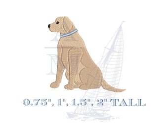Desenho de bordado de mini labrador | filhote de labrador retriever | 4 tamanhos de 1,9 cm a 5 cm | arquivo digital para bordado de cachorro | bordado à máquina
