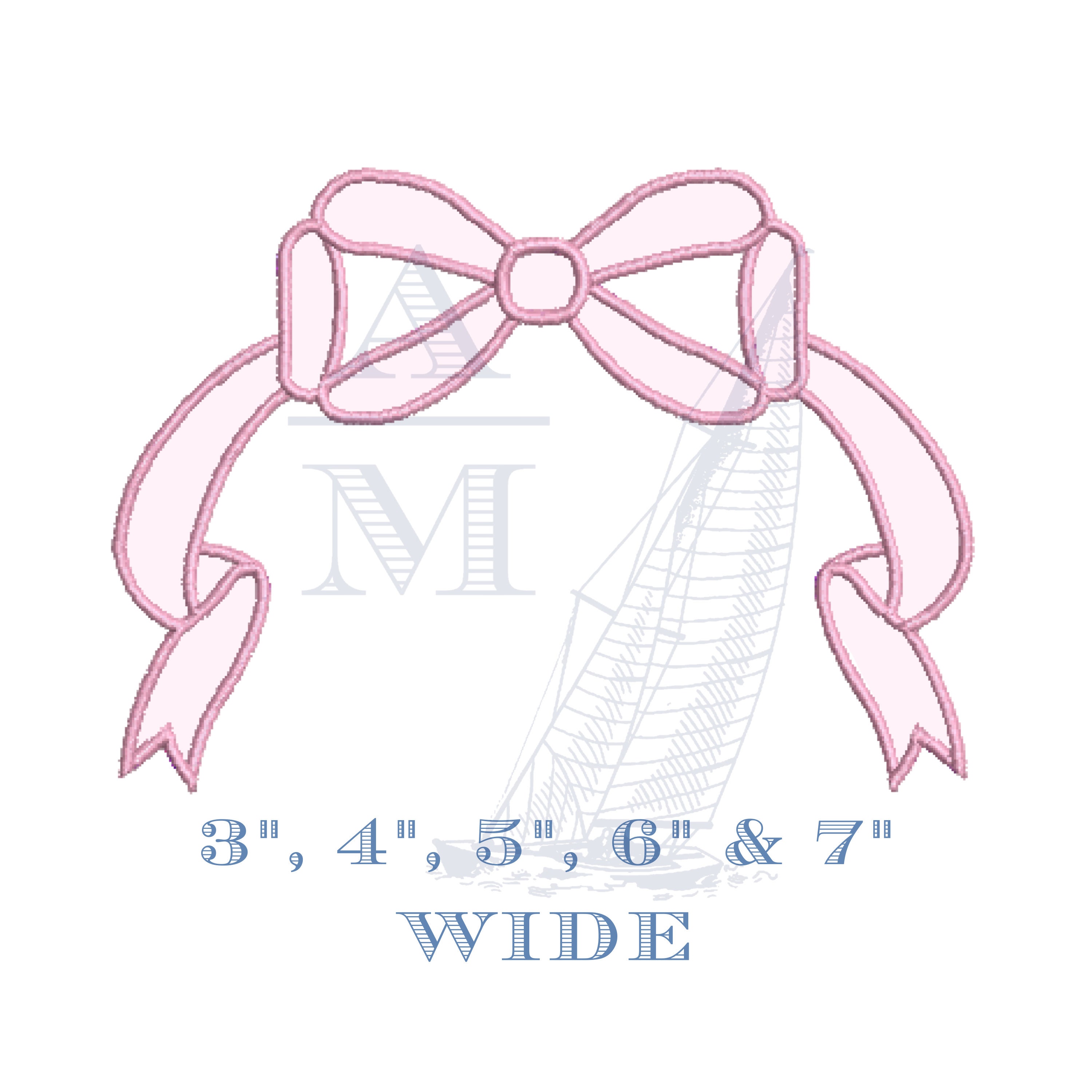 Bow Applique Embroidery Design for Machine Embroidery Satin Etsy