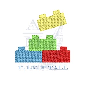 Mini building blocks embroidery design | 1" 1.5" 2" | boys girls | machine embroidery digital file