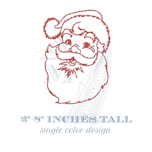 Vintage santa outline embroidery design, single thread color redwork design, quick stitch christmas design, 7 sizes