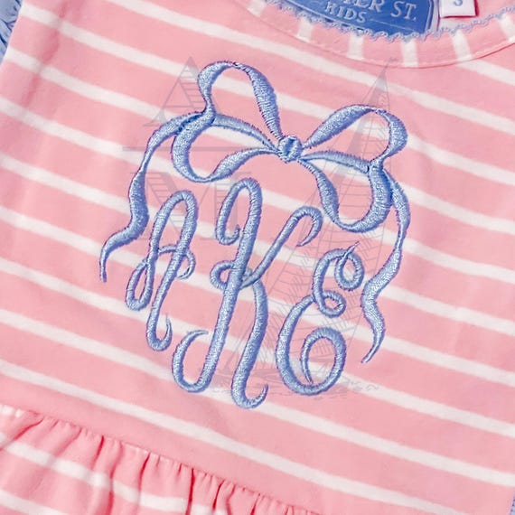 Bow monogram frame embroidery design | coquette bow topper | satin finish | 5 sizes | machine embroidery