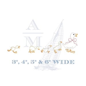 Baby ducks mama easter embroidery design | outline handstitch | 4 sizes | new baby easter gift | machine embroidery