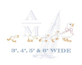 Baby ducks mama easter embroidery design | outline handstitch | 4 sizes | new baby easter gift | machine embroidery