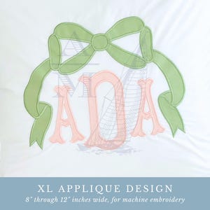 Extra Large Bow Applique Embroidery Design | 8"–12" Wide | Pillow Bow, Bedding, Home Decor | Satin Finish | Machine Embroidery Digital File