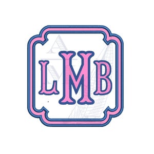 Rounded square geometric monogram frame | applique | 4x4 5x5 6x6 | grandmillennial | machine embroidery digital file