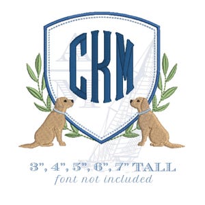 Dog Embroidery Crest, New Baby Banner Design for Boys, 5 Sizes, Digital File
