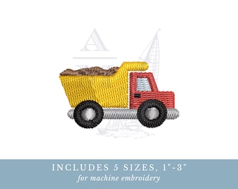 Dump Truck Embroidery Design | Construction Vehicle Motif (5 Sizes)
